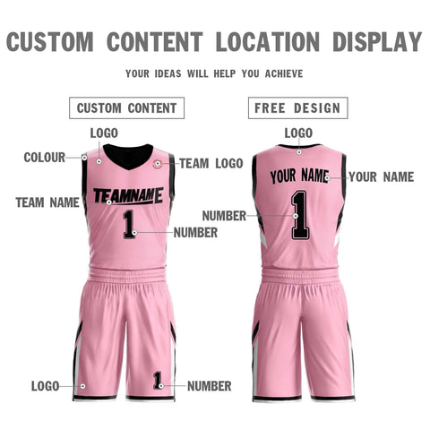 Custom Pink Black Double Side Sets Sportswear Basketball Jersey