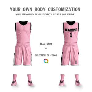 Le double côté noir rose fait sur commande place le maillot de basket-ball de vêtements de sport