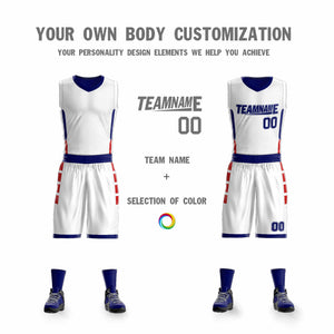 Custom White Navy Double Side Sets Design Sportswear Basketball Jersey