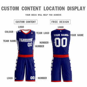 Custom Navy White Double Side Sets Design Sportswear Basketball Jersey