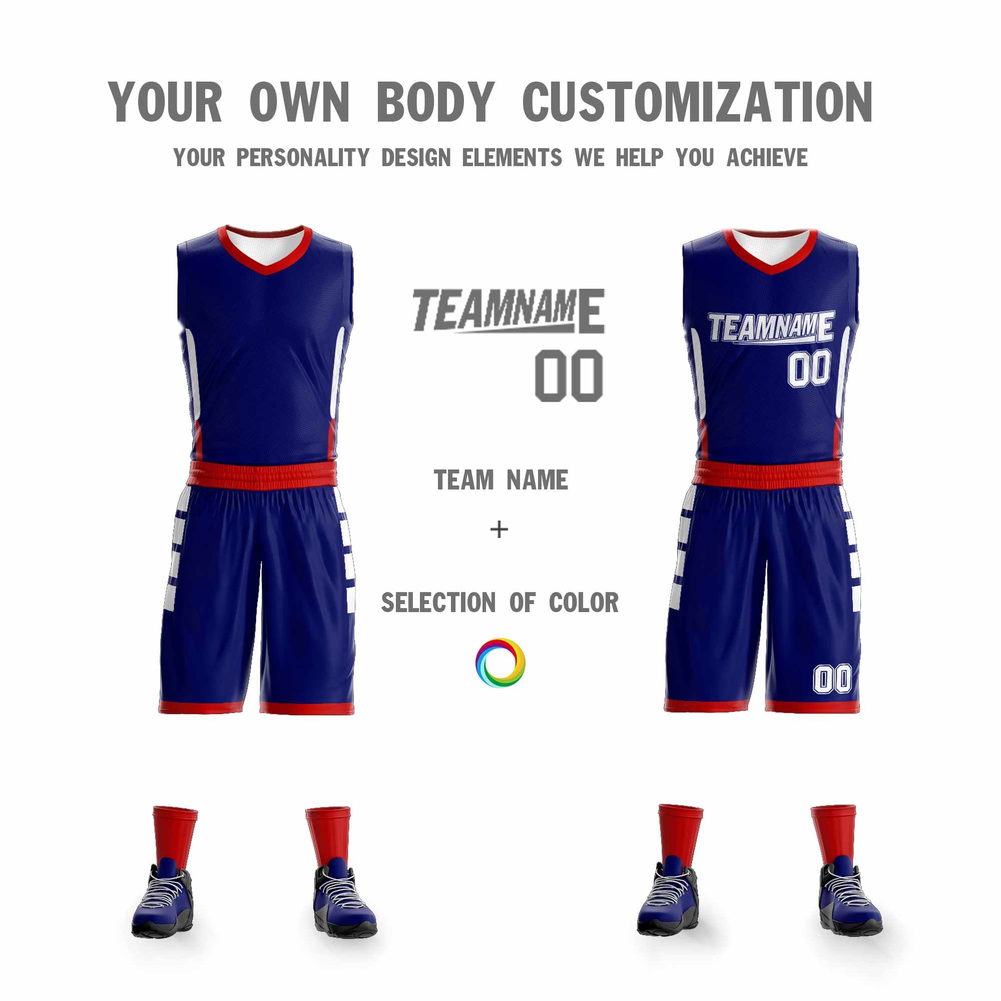 Custom Navy White Double Side Sets Design Sportswear Basketball Jersey