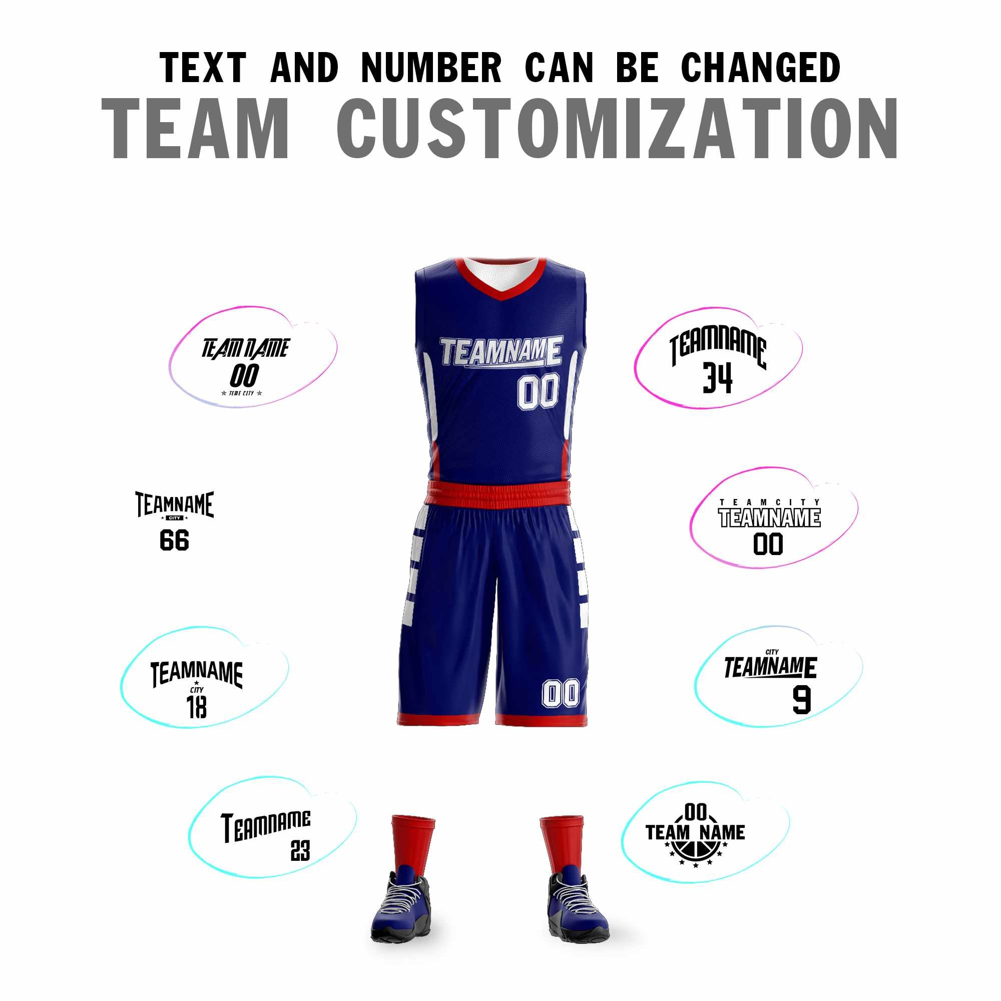 Custom Navy White Double Side Sets Design Sportswear Basketball Jersey