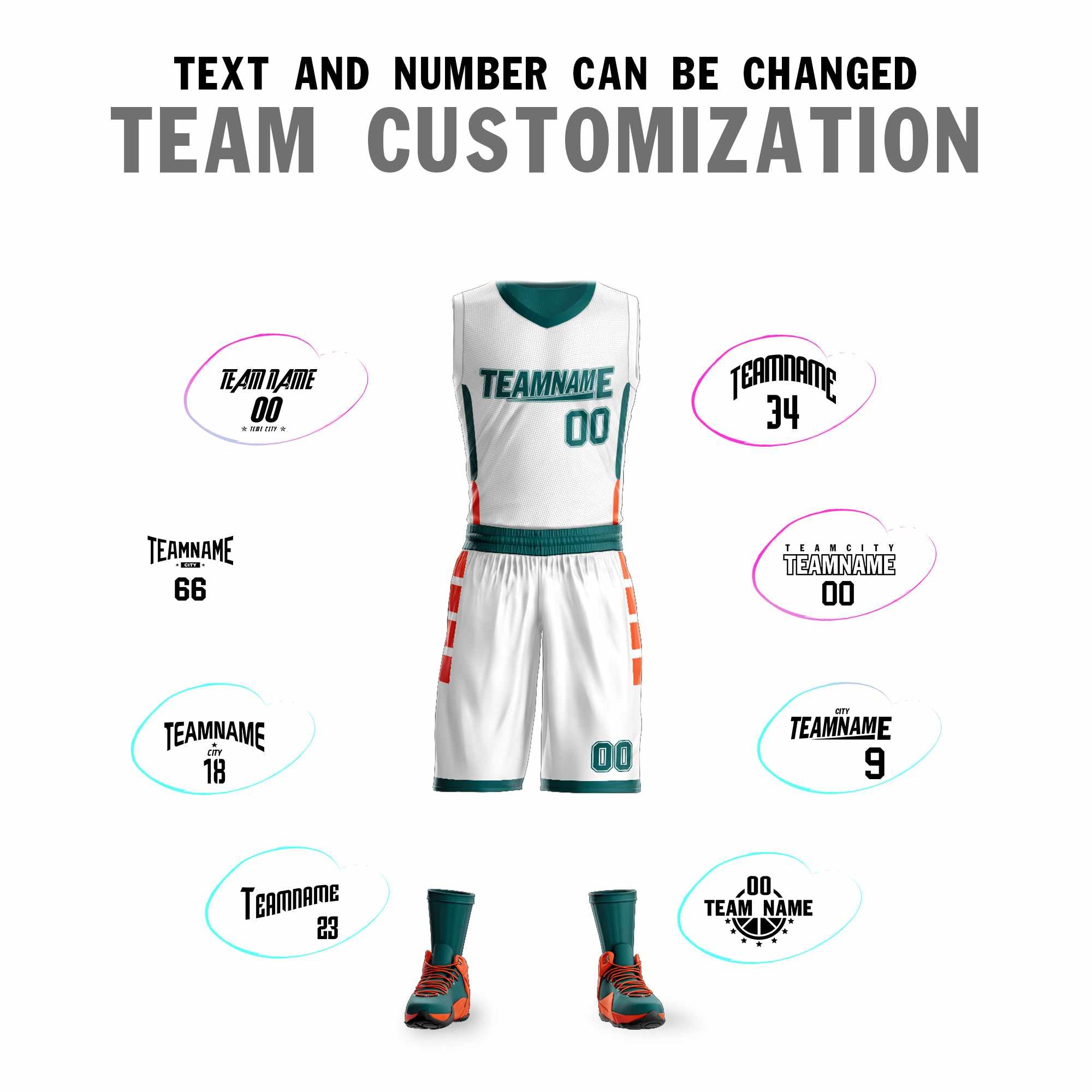 Custom White Green-Orange Double Side Sets Sportswear Basketball Jersey