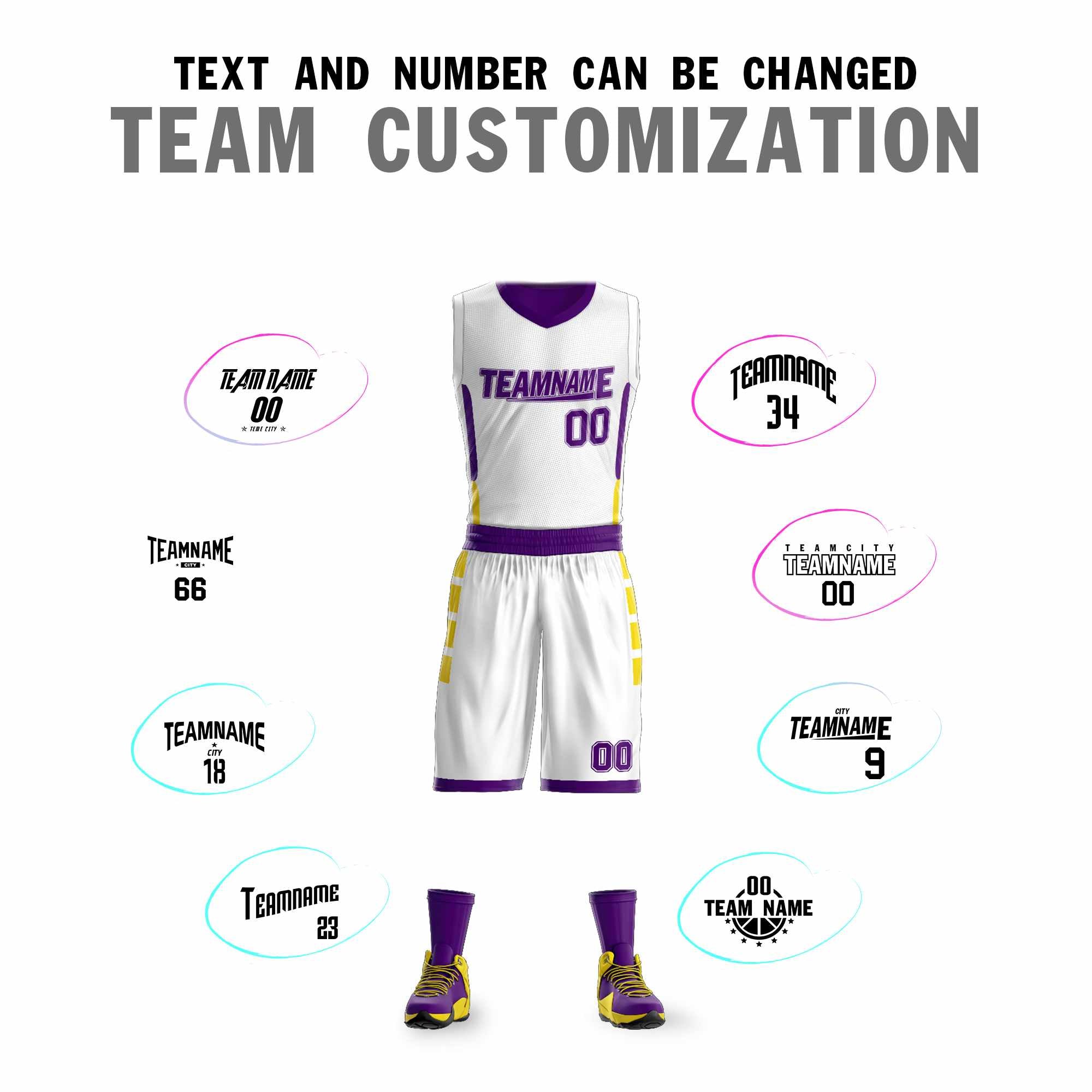 Custom White Purple Double Side Sets Design Sportswear Basketball Jersey