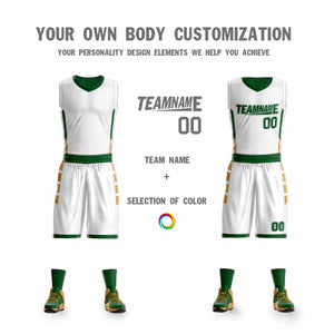 Custom White Green Double Side Sets Design Sportswear Basketball Jersey