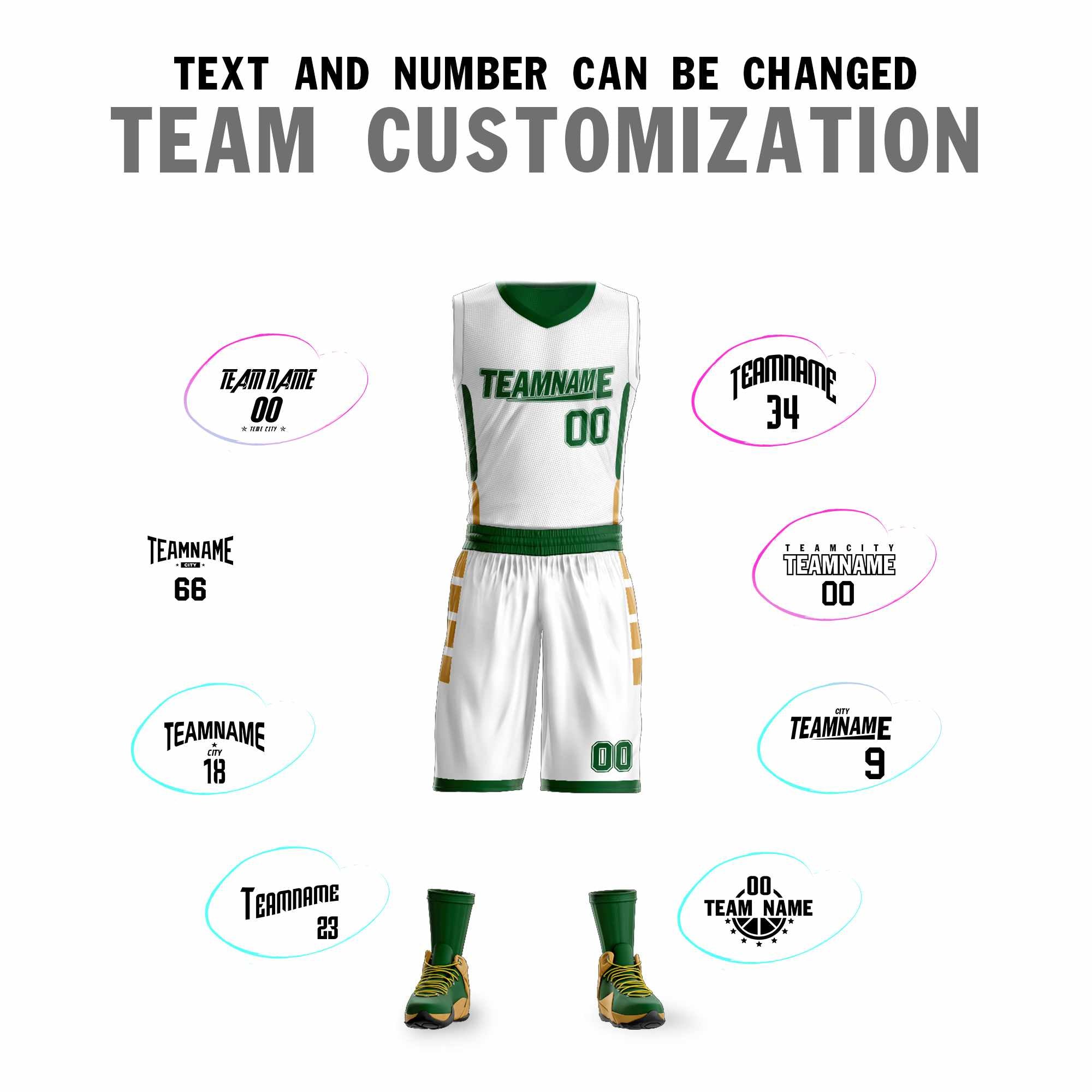 Custom White Green Double Side Sets Design Sportswear Basketball Jersey