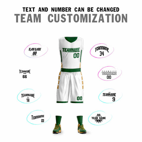Custom White Green Double Side Sets Design Sportswear Basketball Jersey