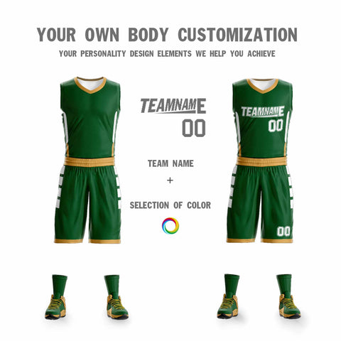 Custom Green White Double Side Sets Design Sportswear Basketball Jersey