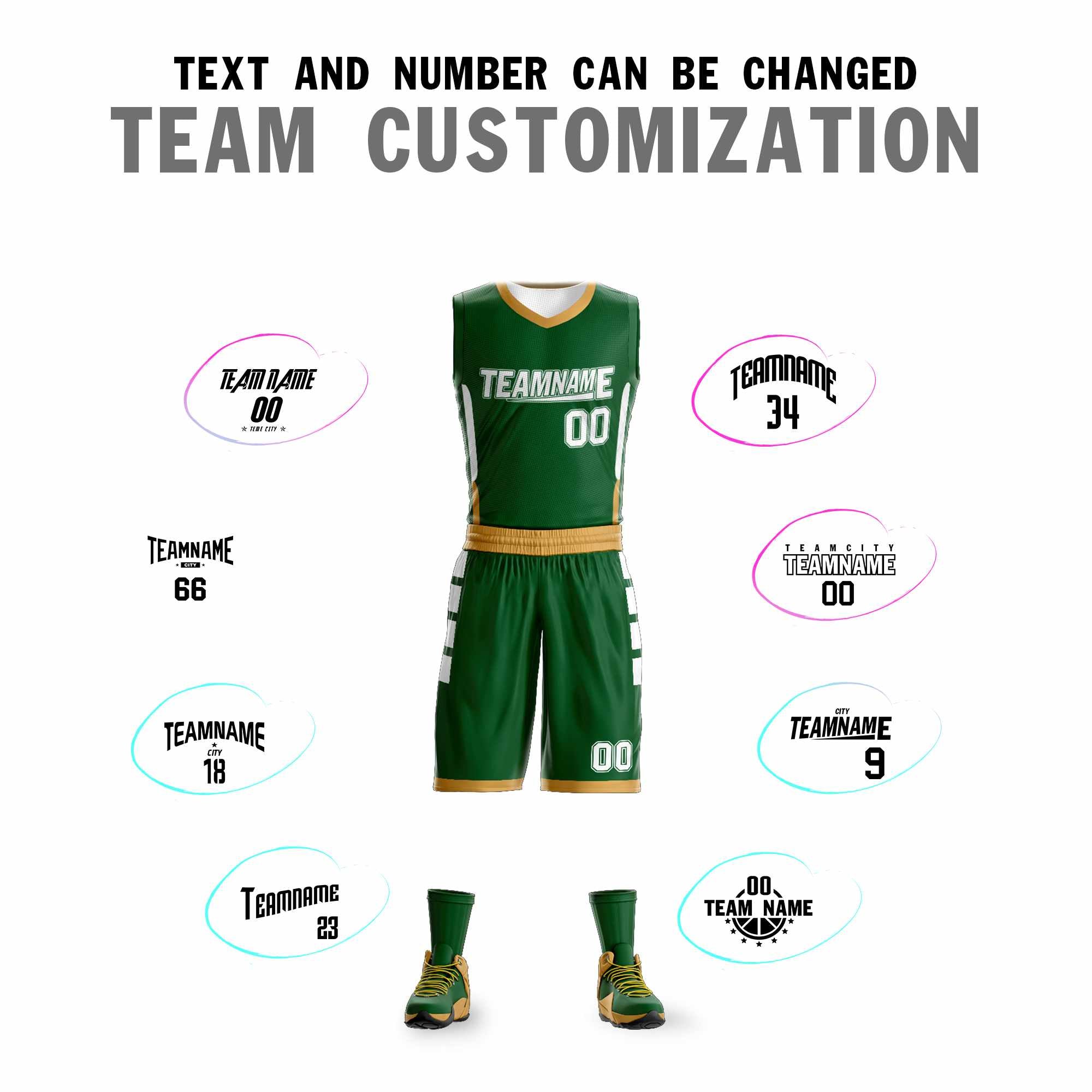 Le double côté blanc vert fait sur commande place le maillot de basket-ball de vêtements de sport de conception