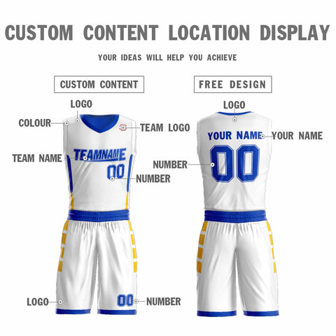 Custom White Royal Double Side Sets Design Sportswear Basketball Jersey