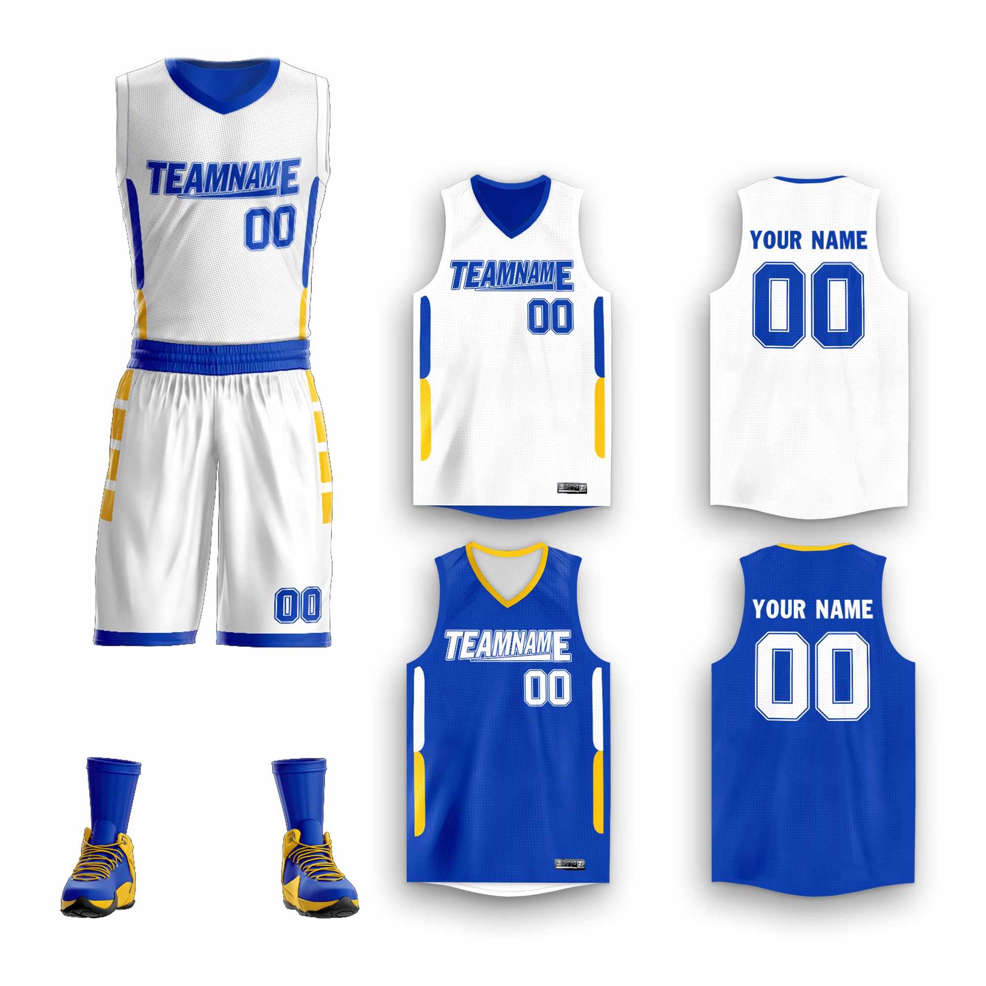 Custom White Royal Double Side Sets Design Sportswear Basketball Jersey