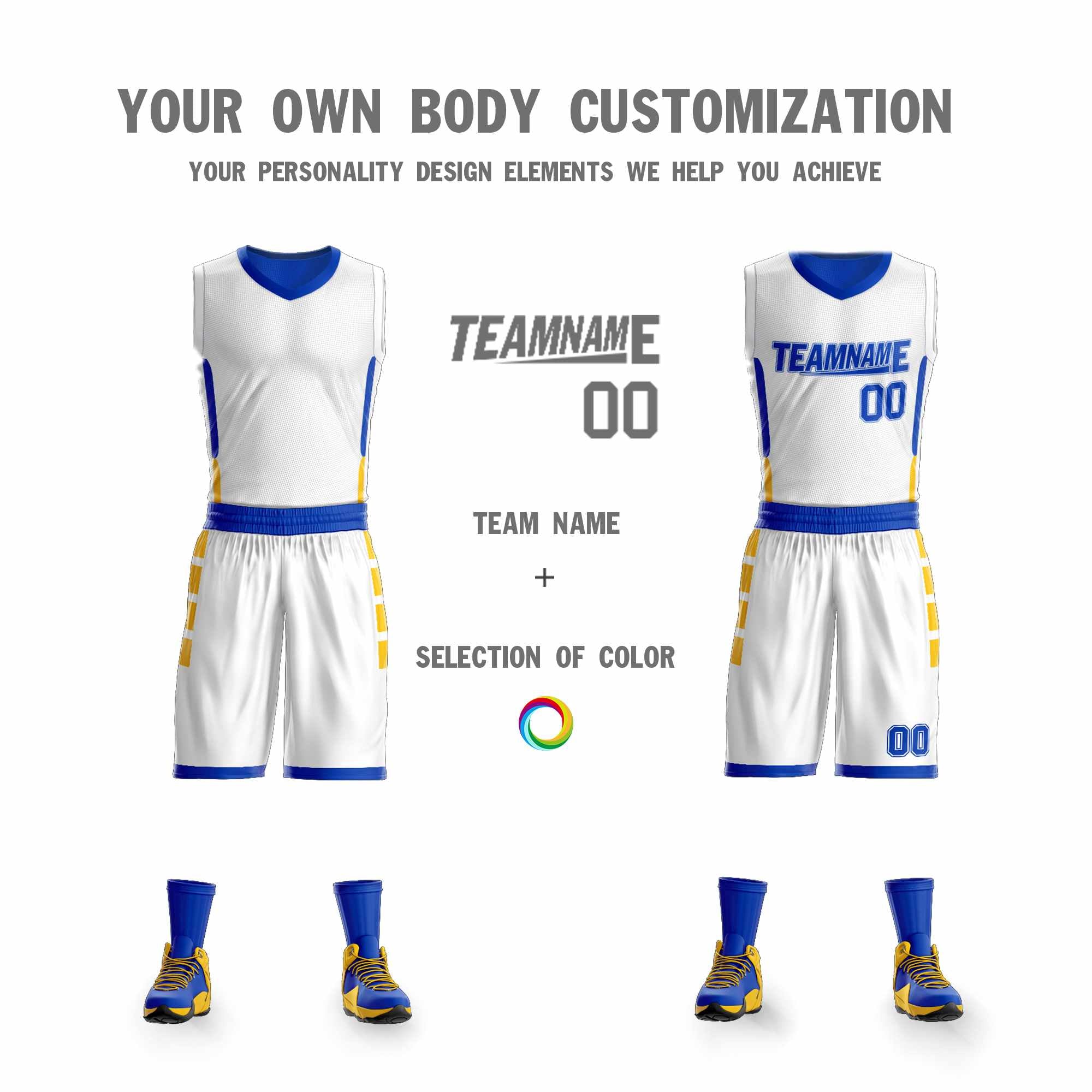 Custom White Royal Double Side Sets Design Sportswear Basketball Jersey