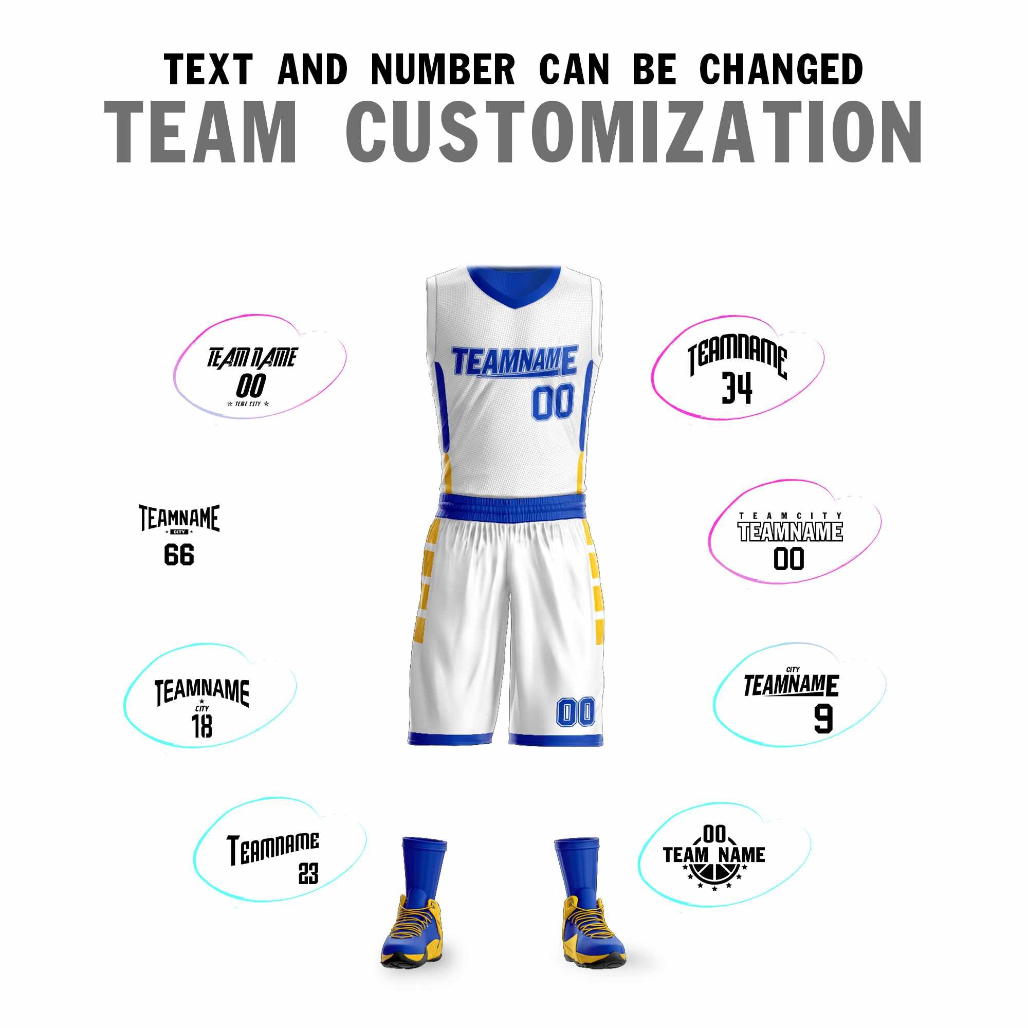 Custom White Royal Double Side Sets Design Sportswear Basketball Jersey