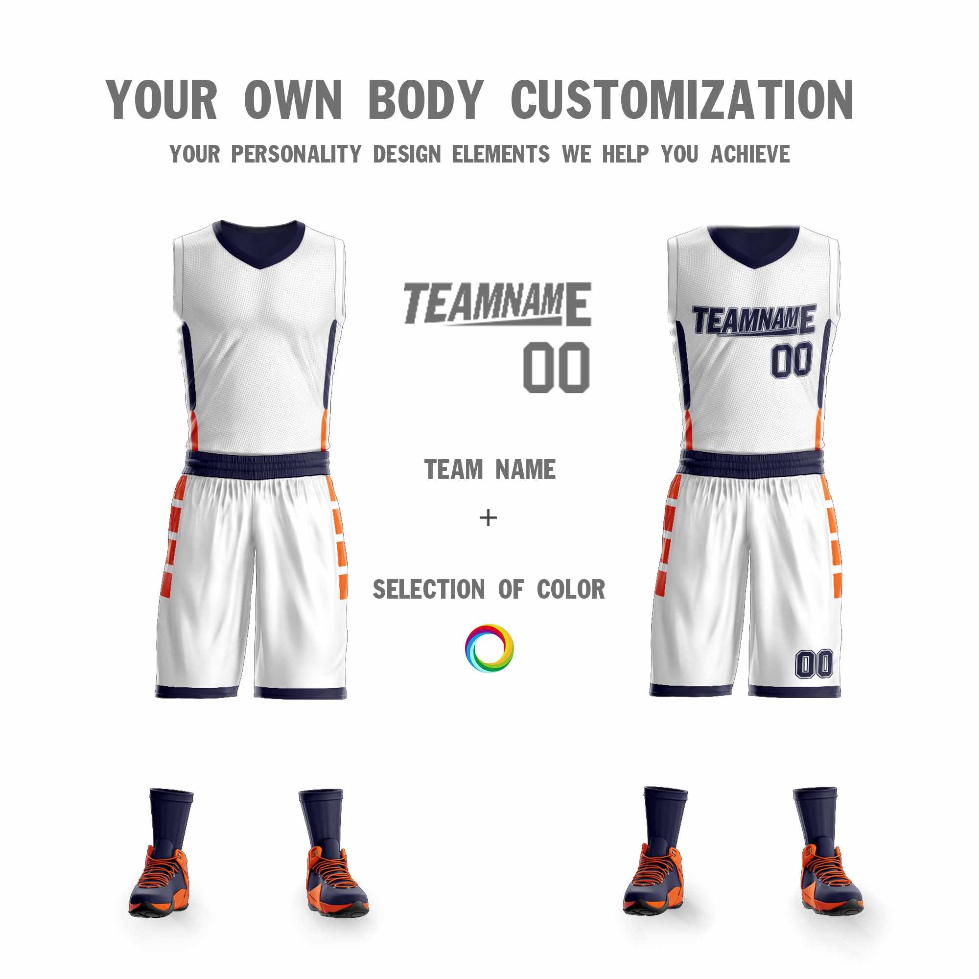 Custom White Navy Double Side Sets Design Sportswear Basketball Jersey