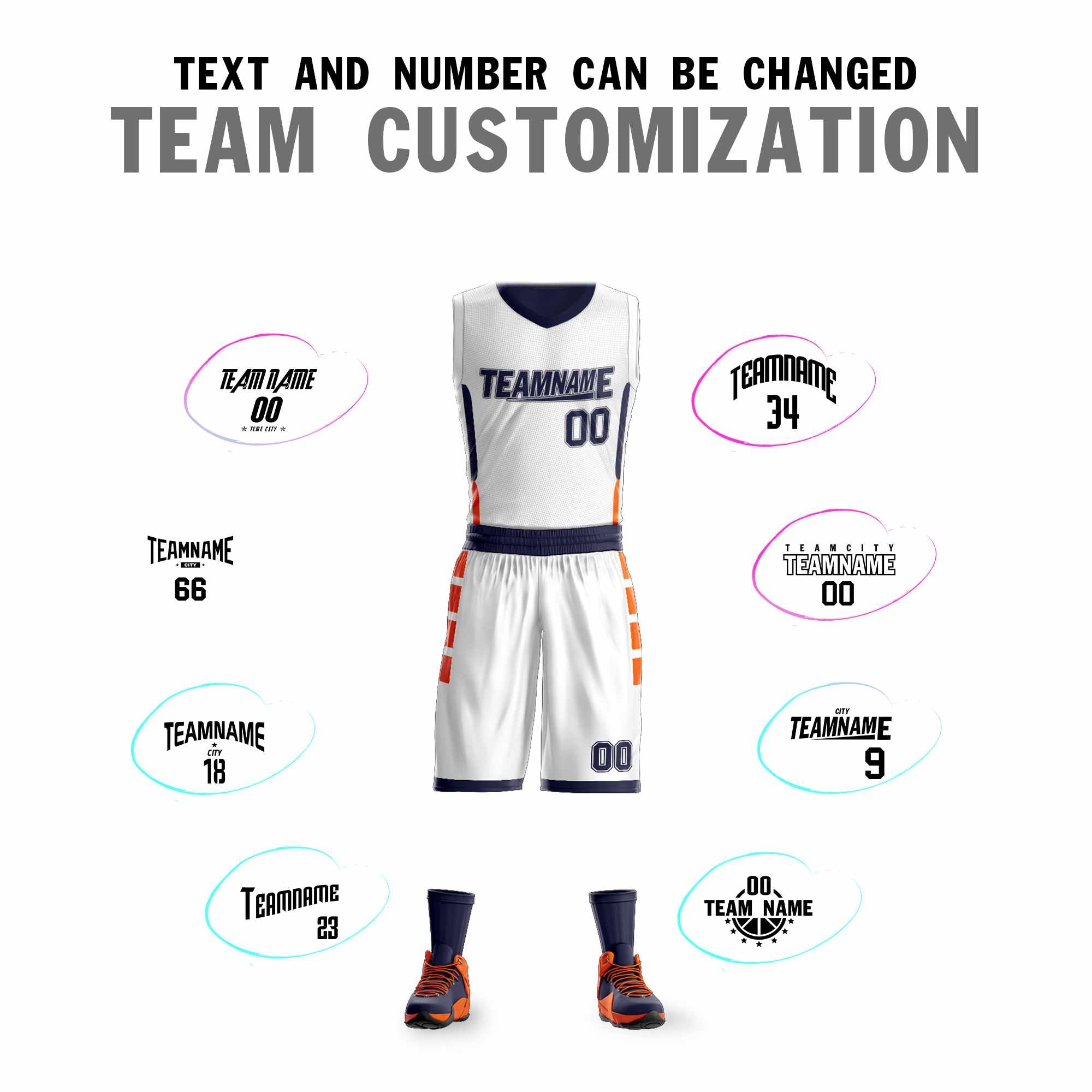 Custom White Navy Double Side Sets Design Sportswear Basketball Jersey