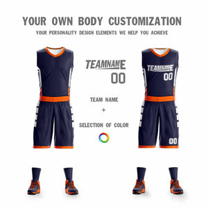 Custom Navy White Double Side Sets Design Sportswear Basketball Jersey