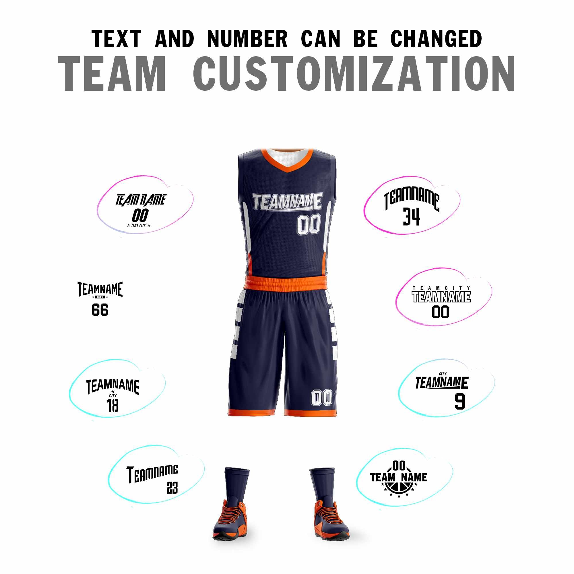 Custom Navy White Double Side Sets Design Sportswear Basketball Jersey