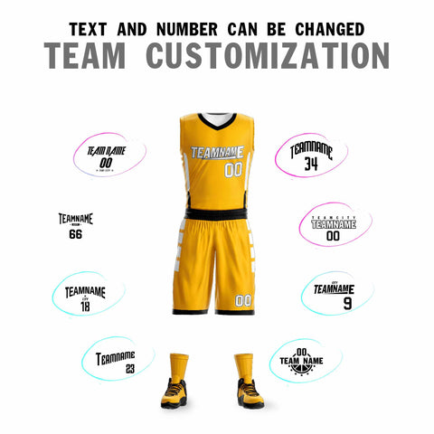 Custom Yellow White Double Side Sets Design Sportswear Basketball Jersey