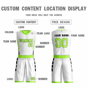 Custom White Neon Green Double Side Sets Design Sportswear Basketball Jersey