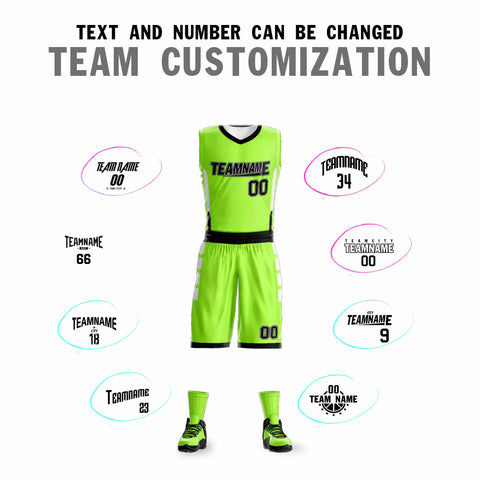 Custom Neon Green white Double Side Sets Sportswear Basketball Jersey