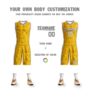 Maillot de basket-ball à double face jaune et blanc personnalisé