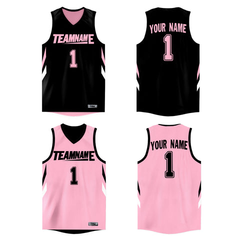 Custom Black Pink Double Side Tops Athletic Basketball Jersey
