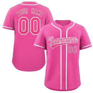 Maillot de baseball authentique de style classique rose blanc personnalisé