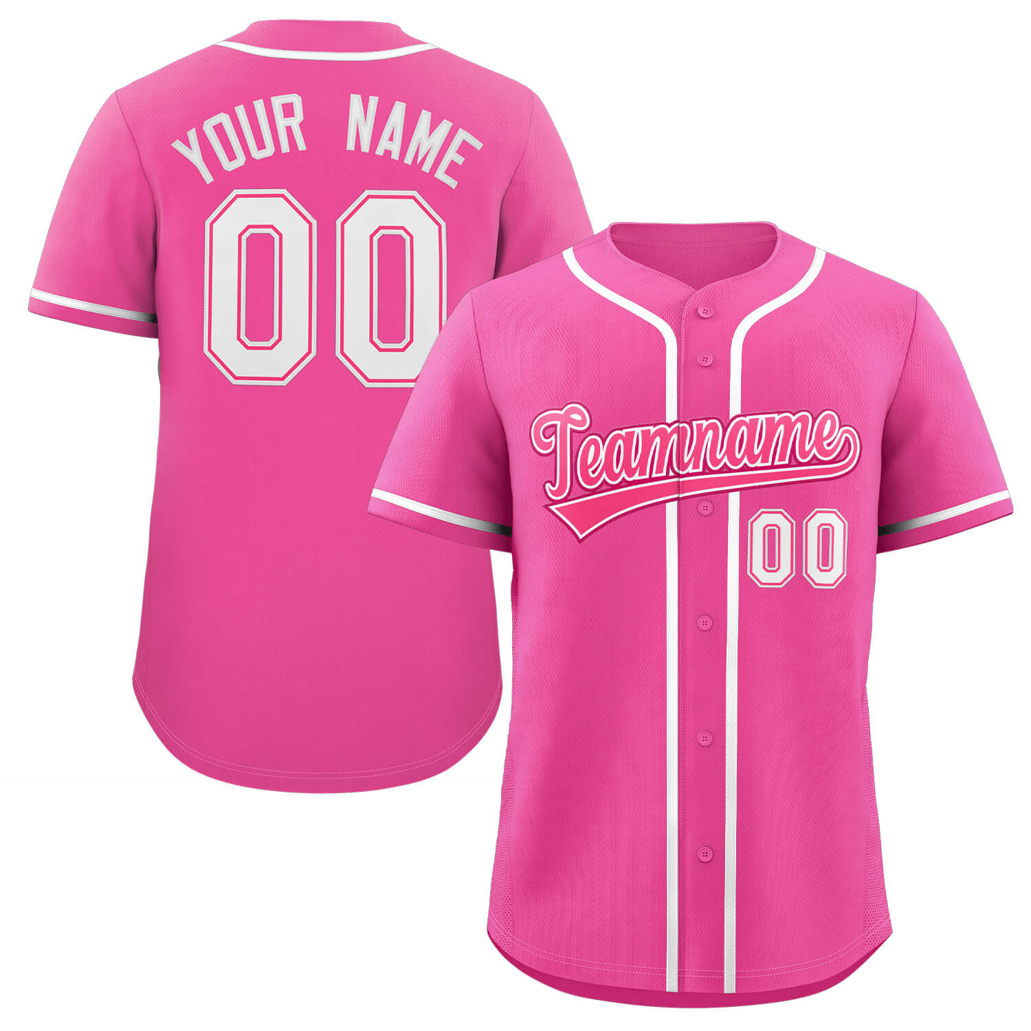 Maillot de baseball authentique de style classique rose blanc personnalisé