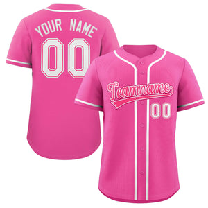 Custom Pink White Classic Style Authentic Baseball Jersey