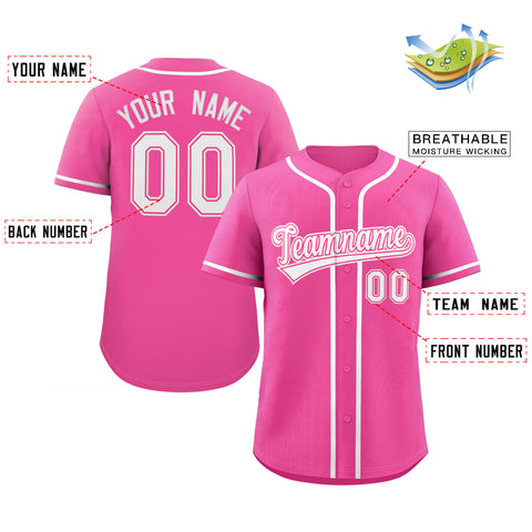 Custom Pink White Classic Style Authentic Baseball Jersey