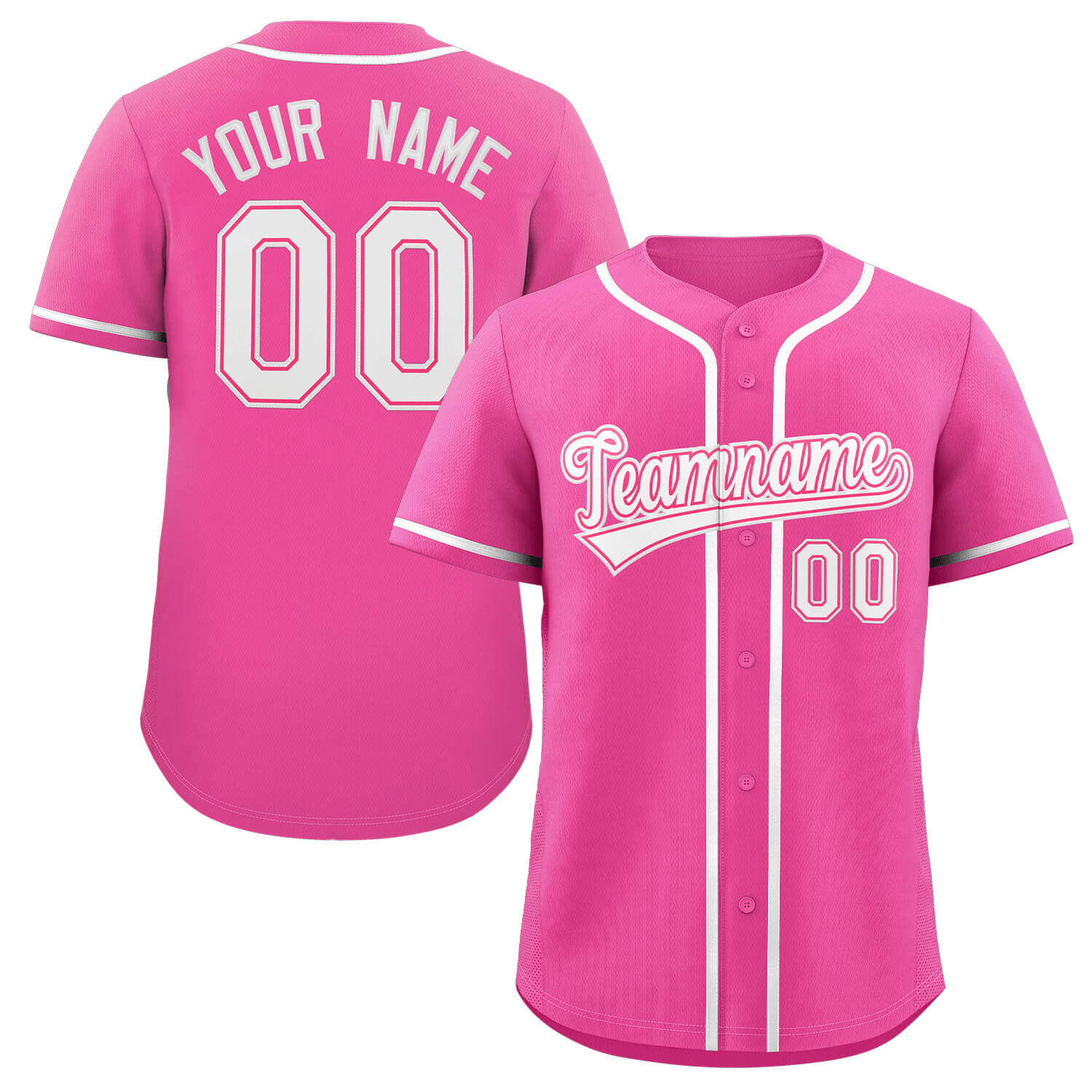 Maillot de baseball authentique de style classique rose blanc personnalisé