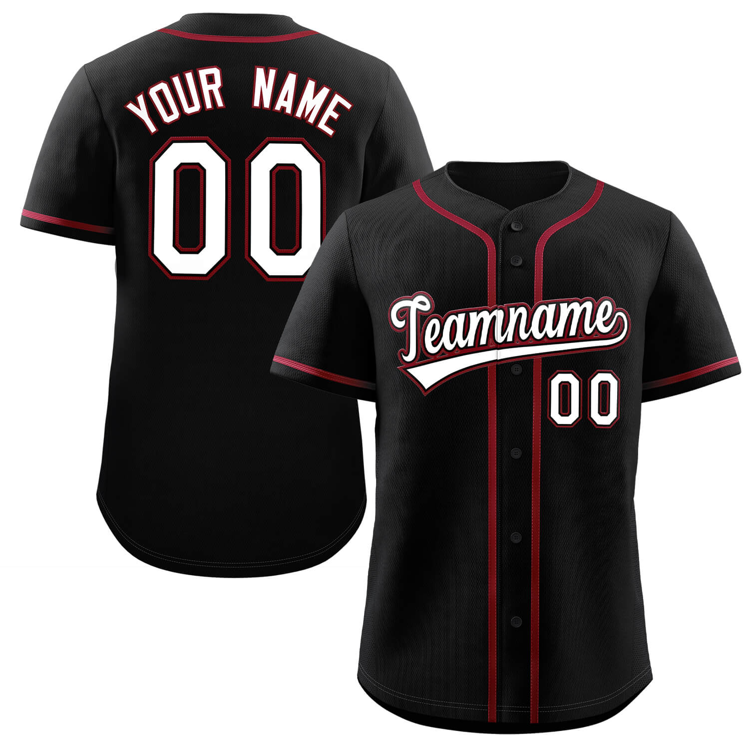 Custom Black White-Red Classic Style Authentic Baseball Jersey