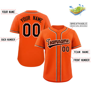 Maillot de baseball authentique de style classique orange noir-blanc personnalisé