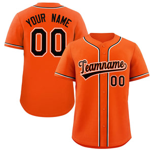 Maillot de baseball authentique de style classique orange noir-blanc personnalisé