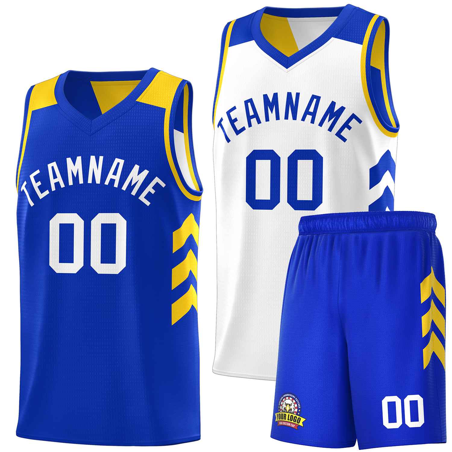 Custom Royal White Double Side Sets Basketball Jersey