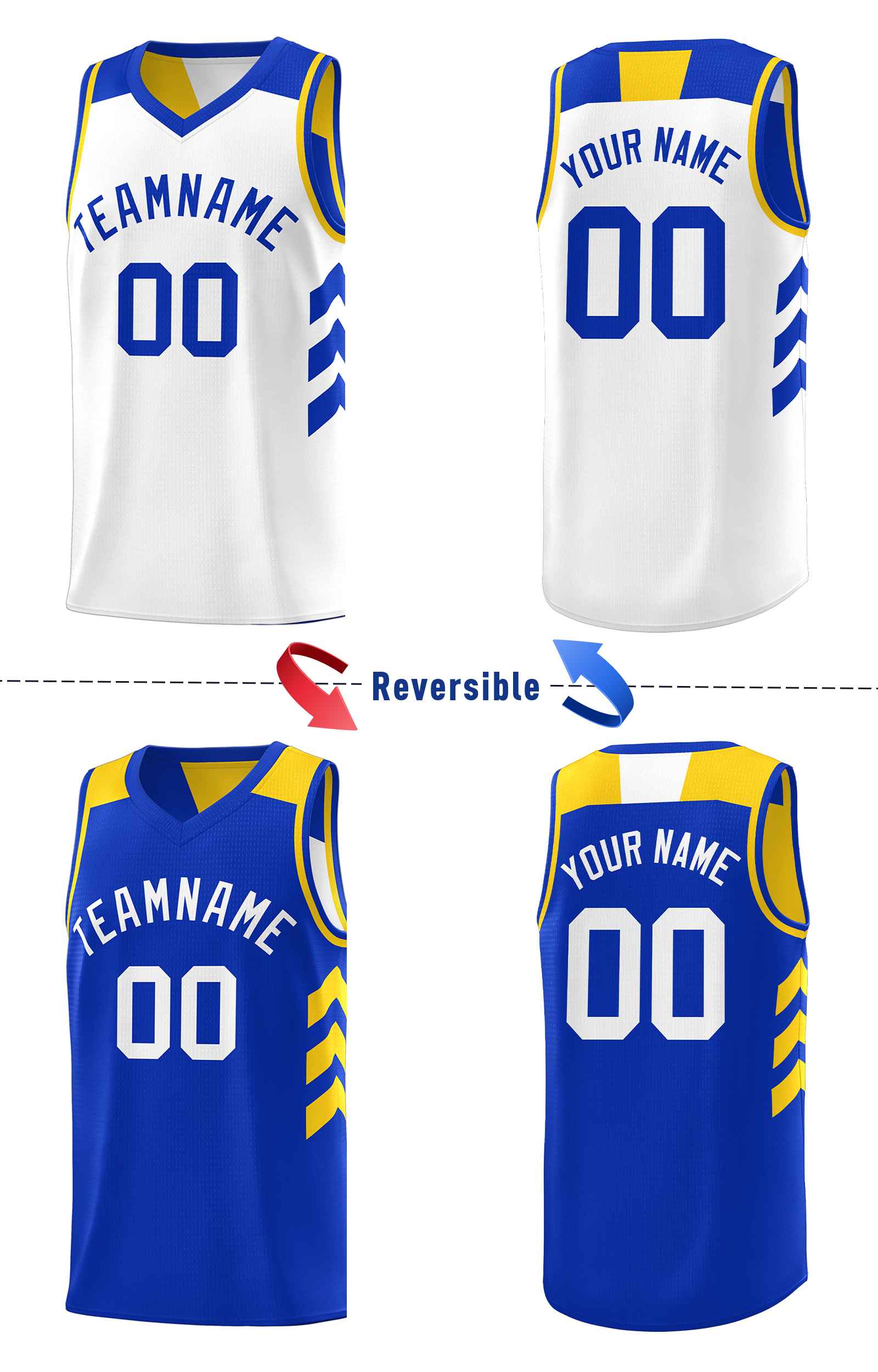 Maillot de basket-ball personnalisé Royal White Double Side