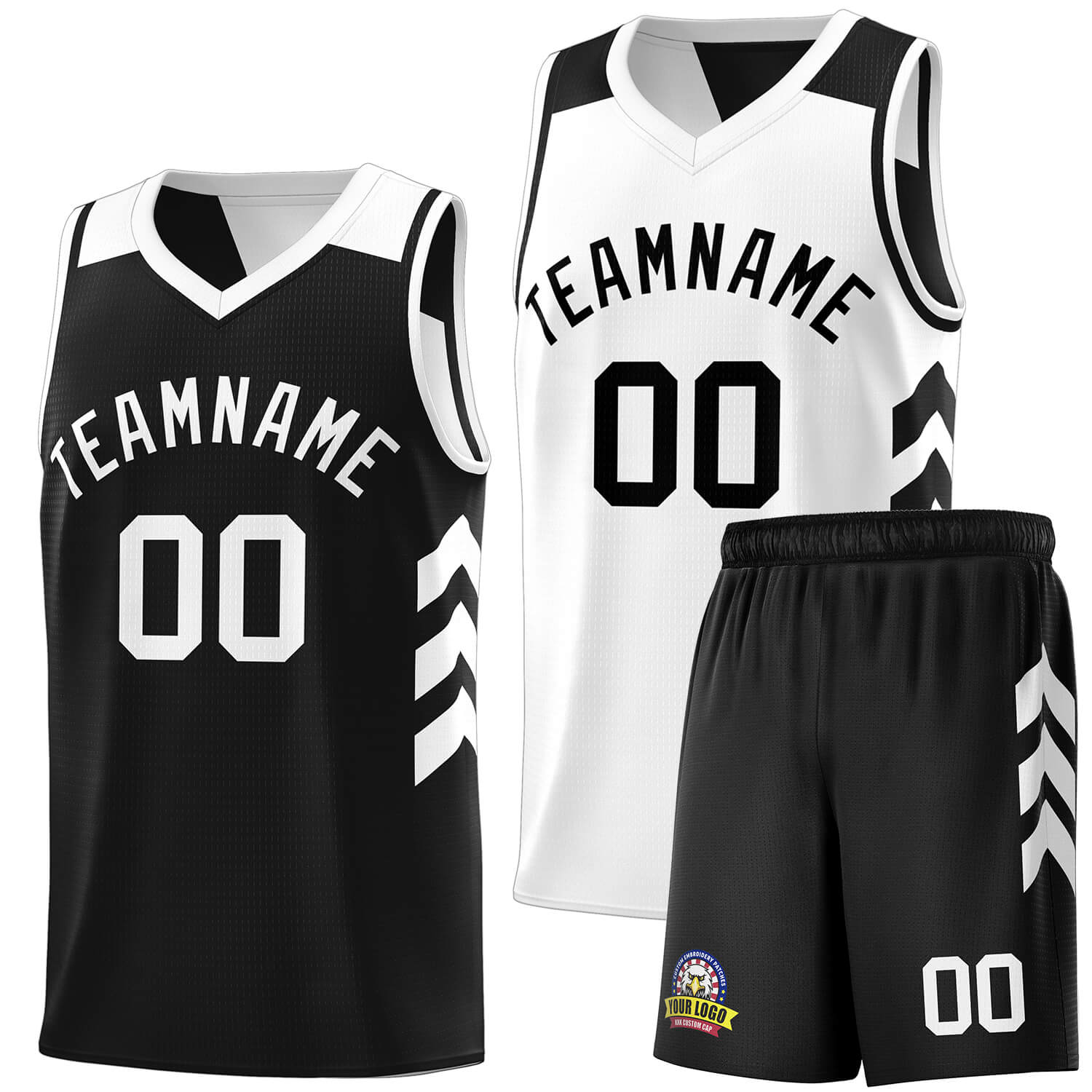 Custom Black White Double Side Sets Basketball Jersey