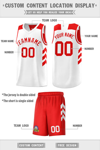 Custom Red White Double Side Sets Basketball Jersey