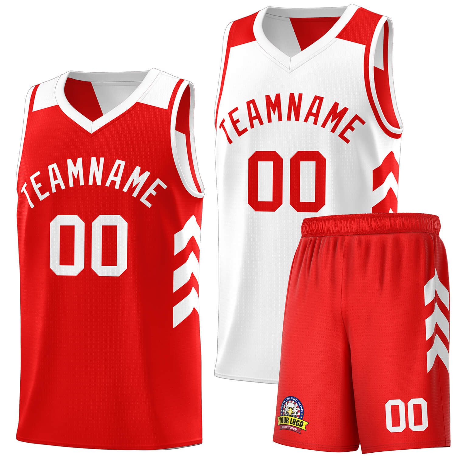 Custom Red White Double Side Sets Basketball Jersey