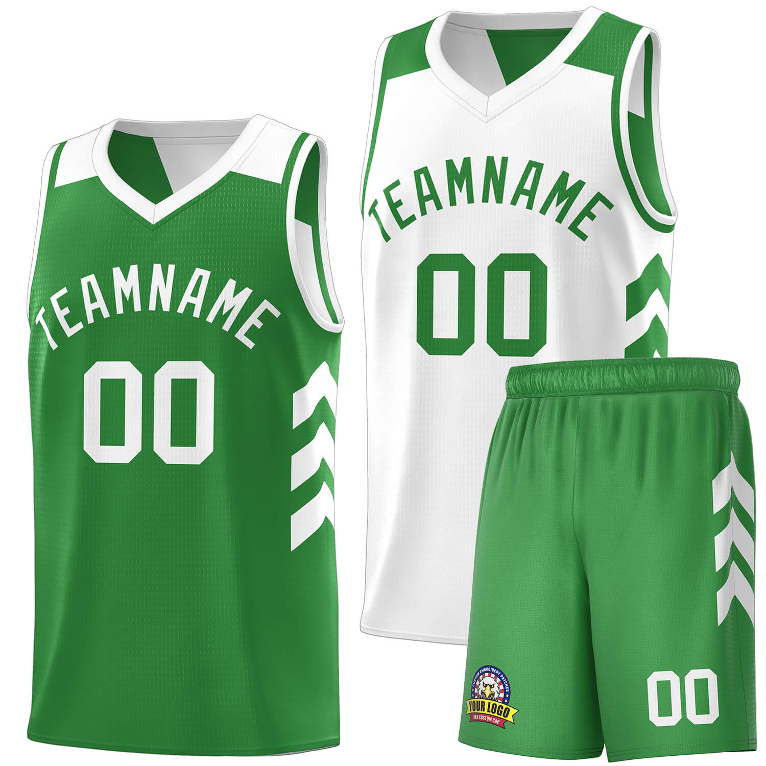 Maillot de basket-ball personnalisé Kelly vert blanc Double face