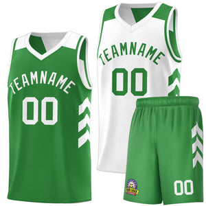 Custom Kelly Green White Double Side Sets Basketball Jersey