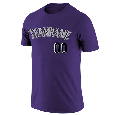 Custom Purple Gray-Black Classic Style Crew neck T-Shirts Full Sublimated