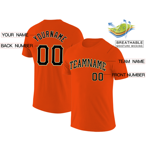 Custom Orange Black-Khaki Classic Style Crew neck T-Shirts Full Sublimated