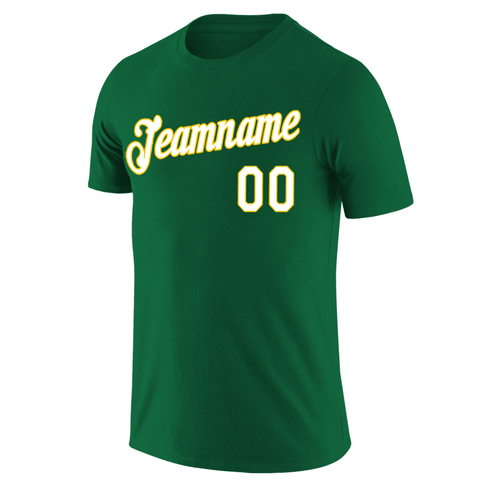 Custom Kelly Green White-Yellow Classic Style Crew neck T-Shirts Full Sublimated
