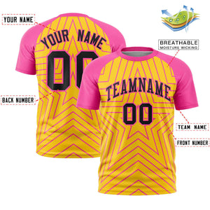 Custom Gold Pink Personalized Star Pattern Raglan Sleeves Performance T-Shirt