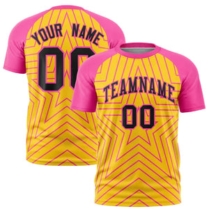 Custom Gold Pink Personalized Star Pattern Raglan Sleeves Performance T-Shirt