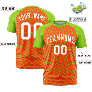 Custom Orange Neon Green Personalized Star Pattern Raglan Sleeves Performance T-Shirt