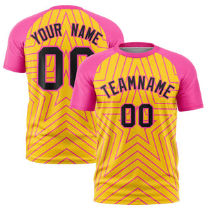 Custom Gold Pink Personalized Star Pattern Raglan Sleeves Performance T-Shirt