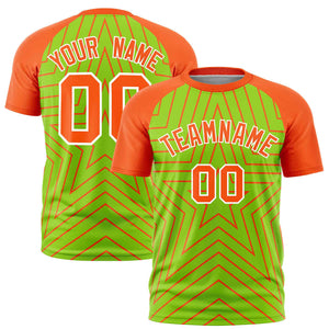 Custom Neon Green Orange Personalized Star Pattern Raglan Sleeves Performance T-Shirt