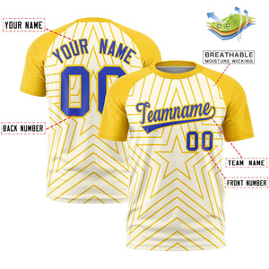 Custom Cream Gold Personalized Star Pattern Raglan Sleeves Performance T-Shirt